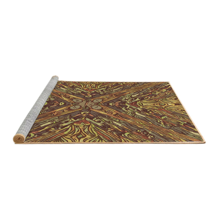 Sideview of Machine Washable Transitional Red Brown Rug, wshpat2085brn