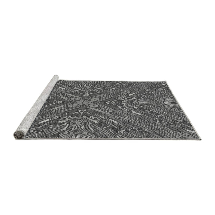 Sideview of Machine Washable Transitional Gunmetal Gray Rug, wshpat2085gry