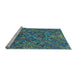 Sideview of Machine Washable Transitional Charcoal Blue Rug, wshpat2085lblu