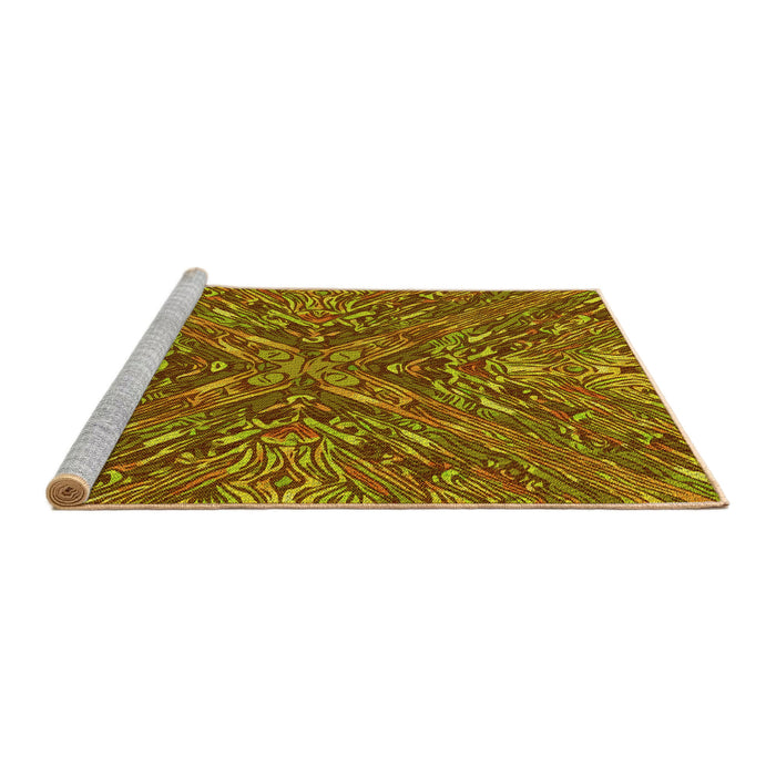 Sideview of Machine Washable Transitional Saffron Red Rug, wshpat2085yw