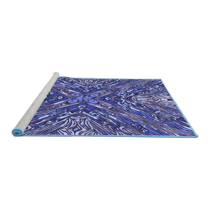 Sideview of Machine Washable Transitional Blue Rug, wshpat2086blu