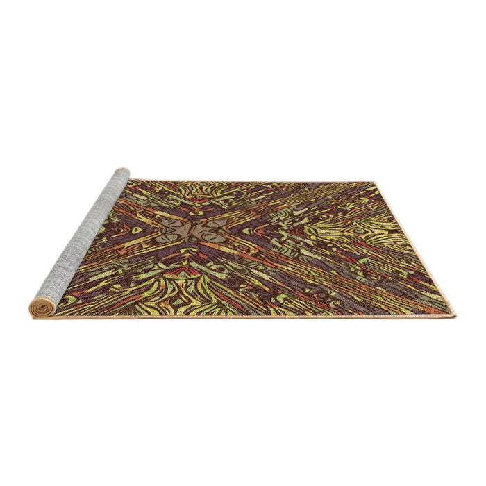 Sideview of Machine Washable Transitional Caramel Brown Rug, wshpat2086brn