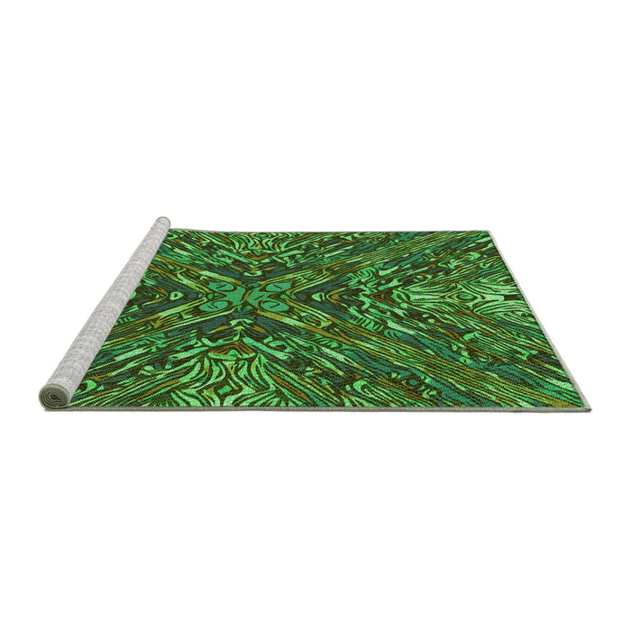 Sideview of Machine Washable Transitional Dark Forest Green Rug, wshpat2086grn