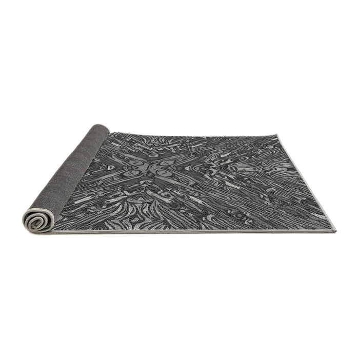 Thickness of Patterned Dark Gray Black Rug, pat2086gry