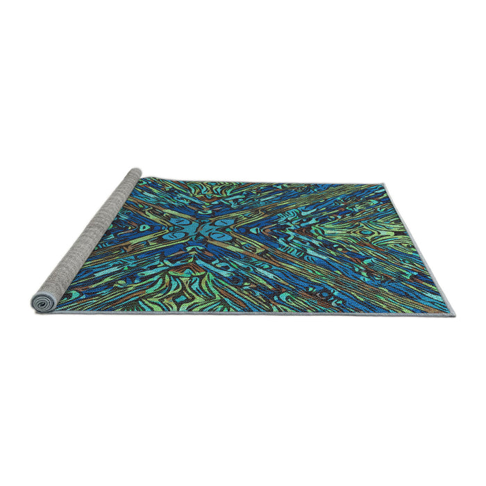 Sideview of Machine Washable Transitional Dark Gray Black Rug, wshpat2086lblu