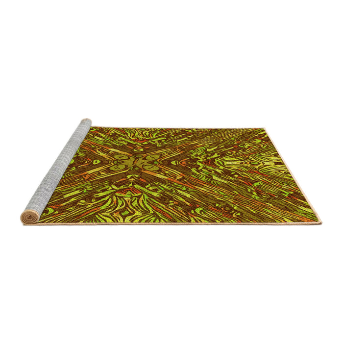 Sideview of Machine Washable Transitional Saffron Red Rug, wshpat2086yw