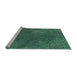 Sideview of Machine Washable Transitional Medium Forest Green Rug, wshpat2088lblu