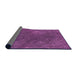 Thickness of Patterned Dark Magenta Purple Rug, pat2088pur
