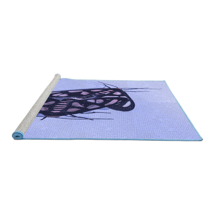 Sideview of Machine Washable Transitional Slate Blue Rug, wshpat2089blu