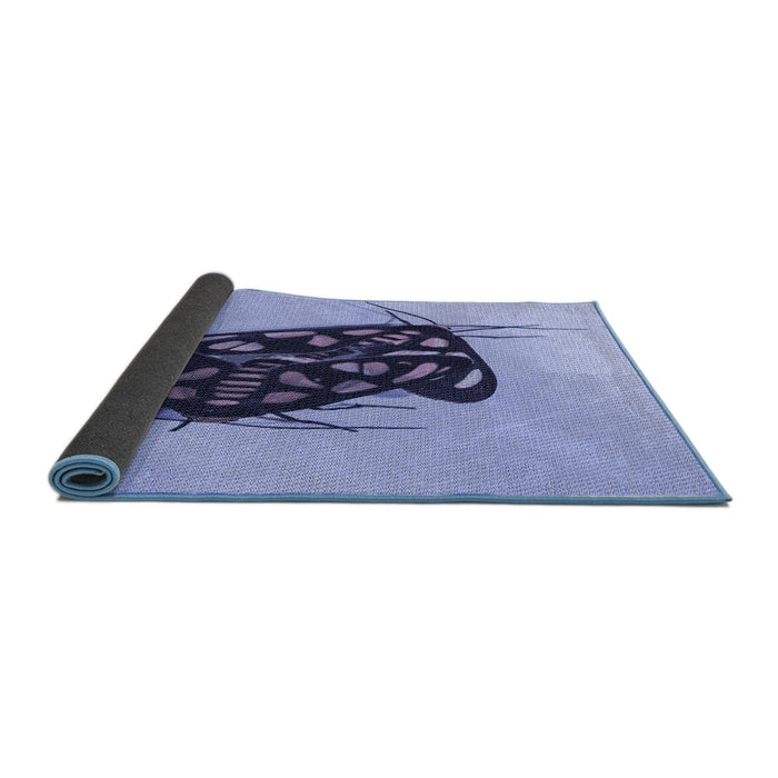 Thickness of Patterned Slate Blue Rug, pat2089blu