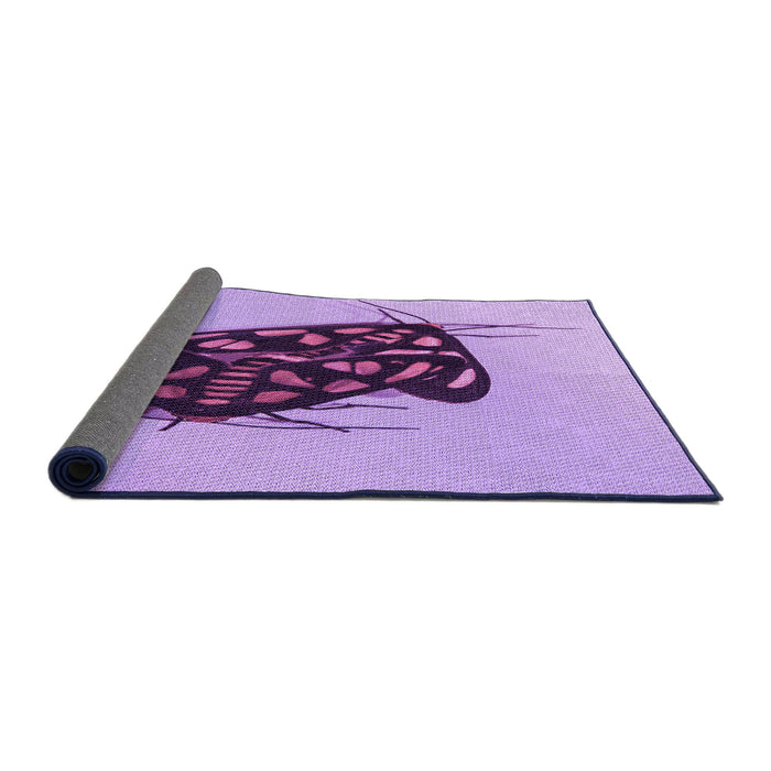 Thickness of Patterned Mauve Purple Rug, pat2089pur