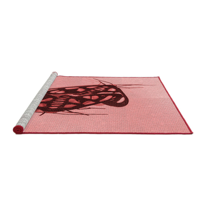 Sideview of Machine Washable Transitional Red Rug, wshpat2089rd