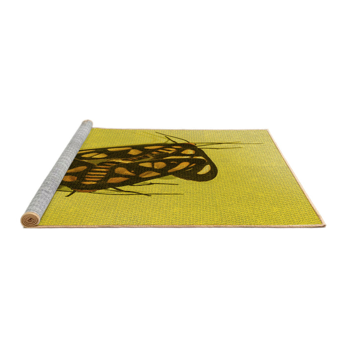Sideview of Machine Washable Transitional Golden Yellow Rug, wshpat2089yw