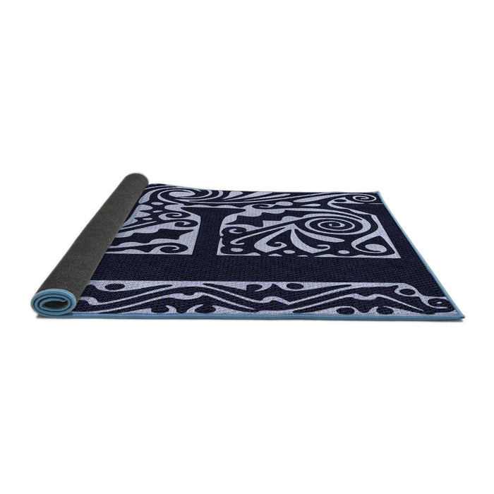 Thickness of Patterned Light Purple Blue Rug, pat209blu