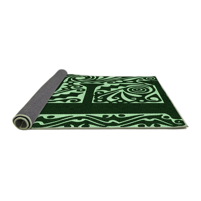 Thickness of Patterned Black Rug, pat209grn