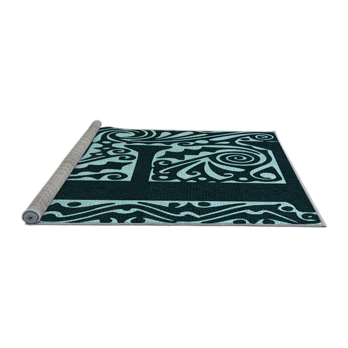 Sideview of Machine Washable Transitional Black Rug, wshpat209lblu