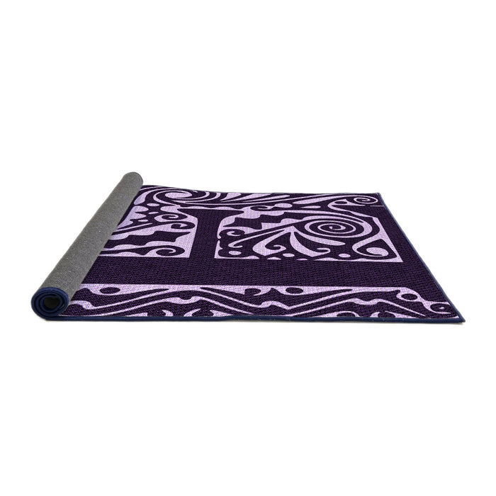 Thickness of Patterned Deep Purple Rug, pat209pur