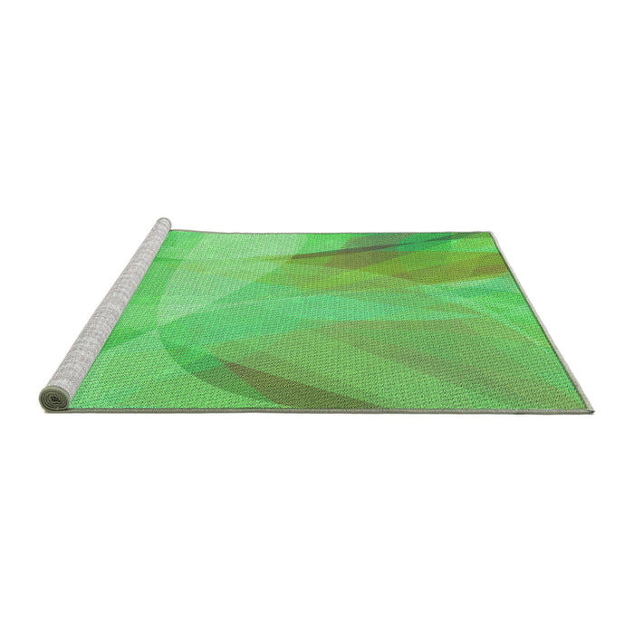 Sideview of Machine Washable Transitional Neon Green Rug, wshpat2090grn