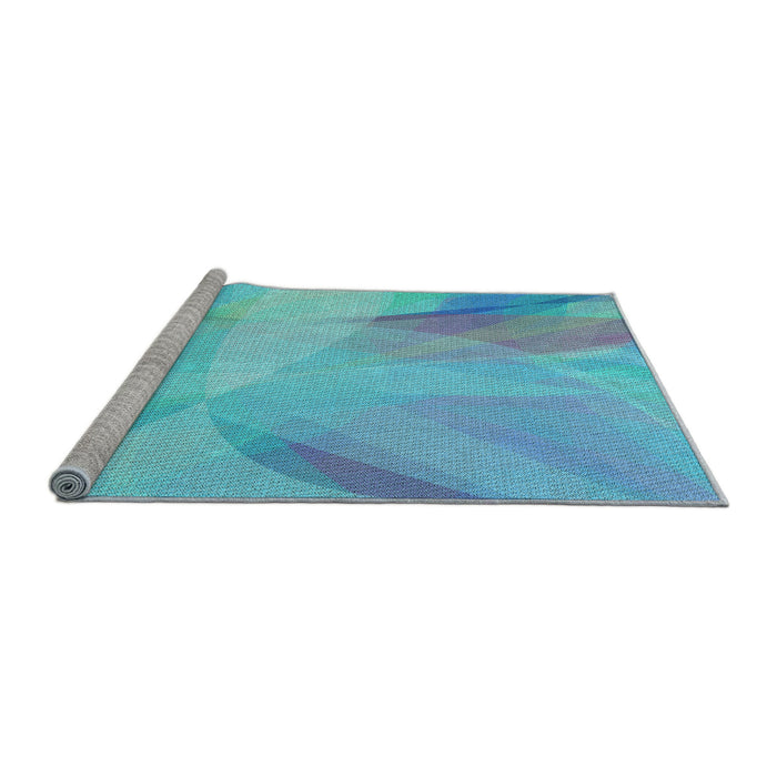 Sideview of Machine Washable Transitional Blue Rug, wshpat2090lblu
