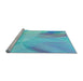 Sideview of Machine Washable Transitional Blue Rug, wshpat2090lblu