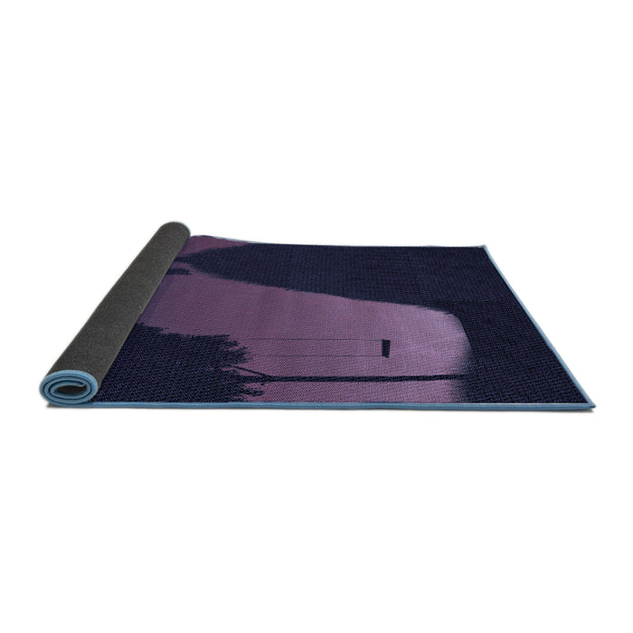 Thickness of Patterned Night Blue Rug, pat2091blu