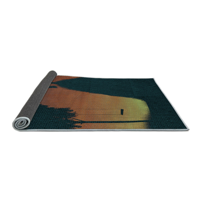 Thickness of Patterned Carbon Gray Rug, pat2091lblu