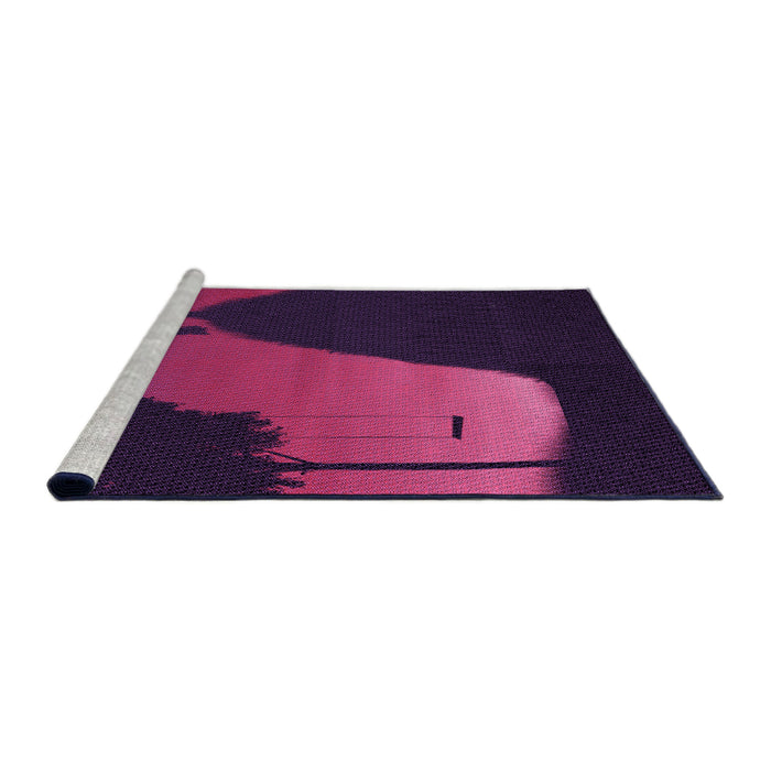 Sideview of Machine Washable Transitional Dark Magenta Purple Rug, wshpat2091pur