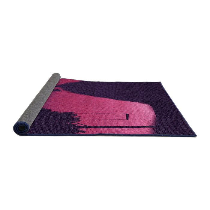 Thickness of Patterned Dark Magenta Purple Rug, pat2091pur