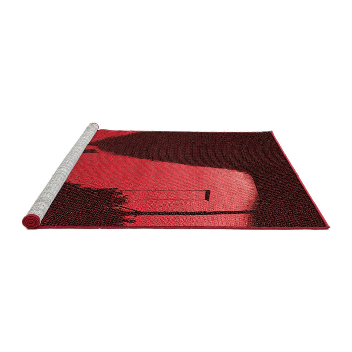Sideview of Machine Washable Transitional Cranberry Red Rug, wshpat2091rd