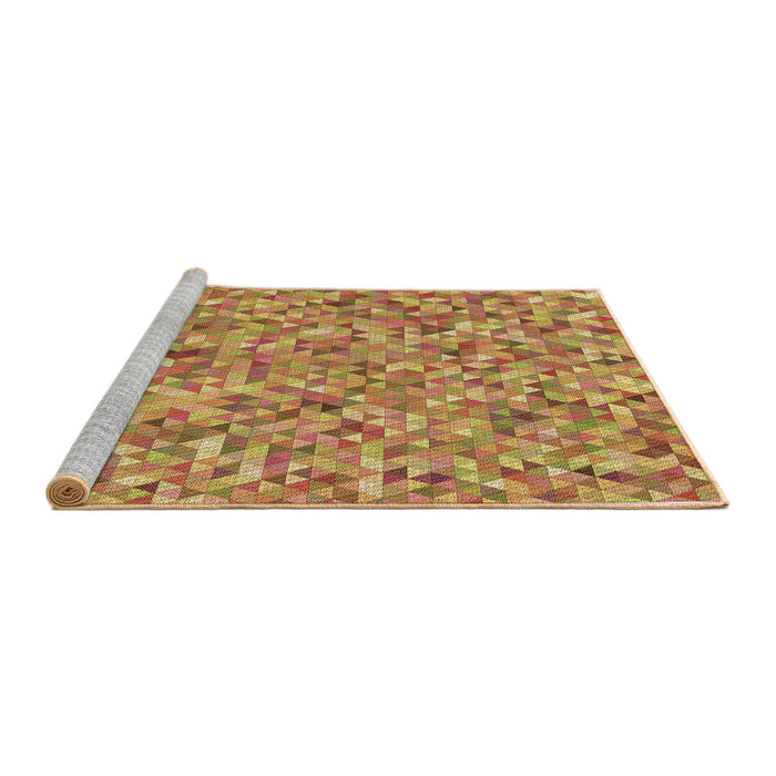 Sideview of Machine Washable Transitional Yellow Rug, wshpat2093brn