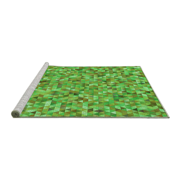 Sideview of Machine Washable Transitional Dark Lime Green Rug, wshpat2093grn
