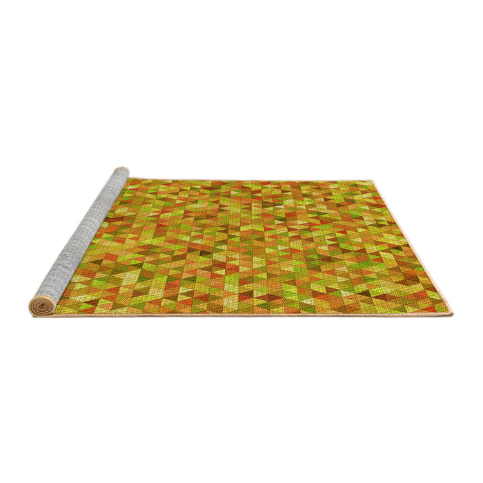 Sideview of Machine Washable Transitional Deep Yellow Rug, wshpat2093yw