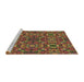 Sideview of Machine Washable Transitional Saffron Red Rug, wshpat2094brn