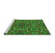 Sideview of Machine Washable Transitional Dark Forest Green Rug, wshpat2094grn