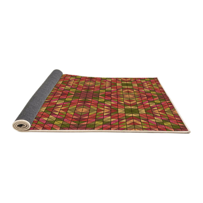 Thickness of Patterned Tomato Red Rug, pat2094org