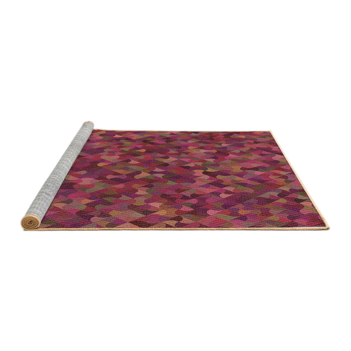 Sideview of Machine Washable Transitional Cherry Red Rug, wshpat2095brn