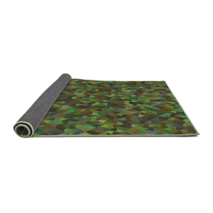 Thickness of Patterned Olive Green Rug, pat2095grn