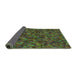 Thickness of Patterned Olive Green Rug, pat2095grn