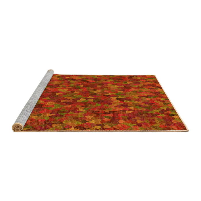Sideview of Machine Washable Transitional Orange Red Orange Rug, wshpat2095yw