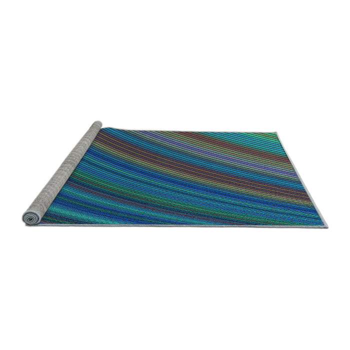 Sideview of Machine Washable Transitional Dark Blue Grey Blue Rug, wshpat2096lblu