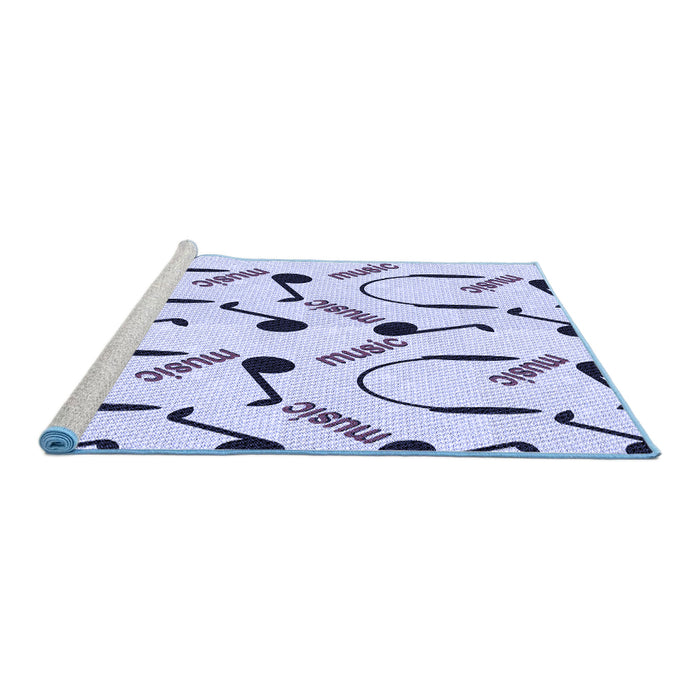 Sideview of Machine Washable Transitional Lavender Blue Rug, wshpat2097blu