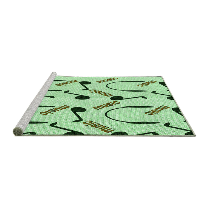 Sideview of Machine Washable Transitional Green Rug, wshpat2097grn