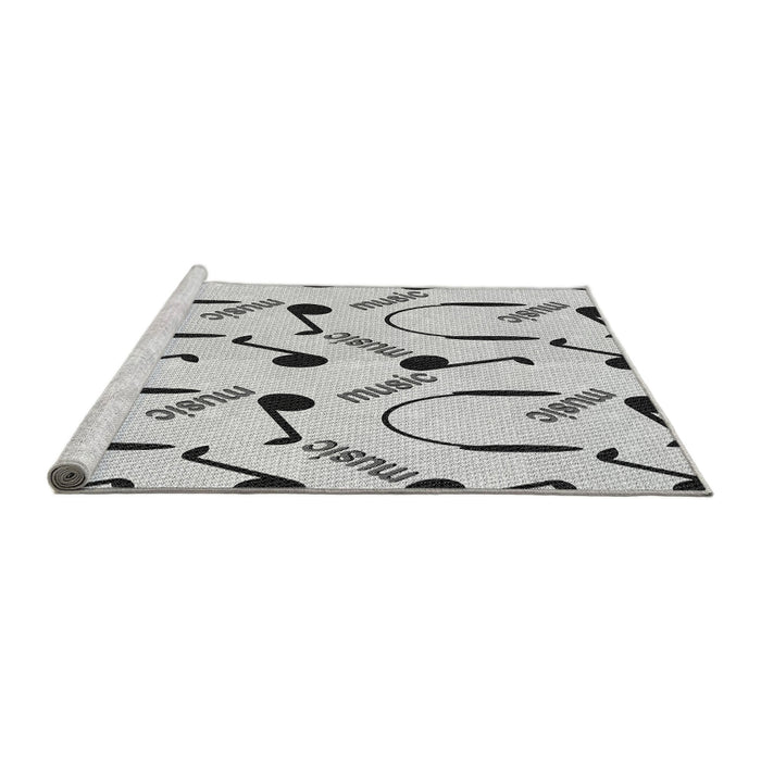 Sideview of Machine Washable Transitional Gray Rug, wshpat2097gry