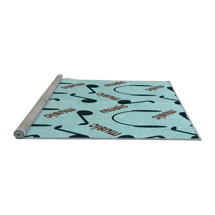 Sideview of Machine Washable Transitional Seafoam Green Rug, wshpat2097lblu
