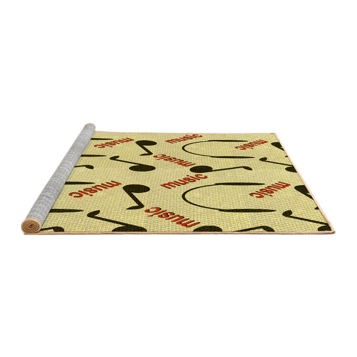 Sideview of Machine Washable Transitional Sun Yellow Rug, wshpat2097yw