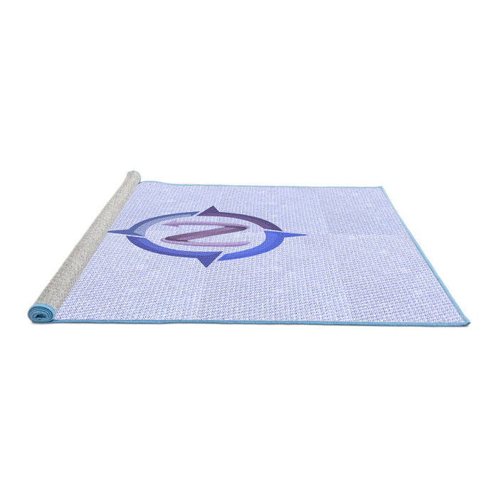 Sideview of Machine Washable Transitional Lavender Blue Rug, wshpat2098blu
