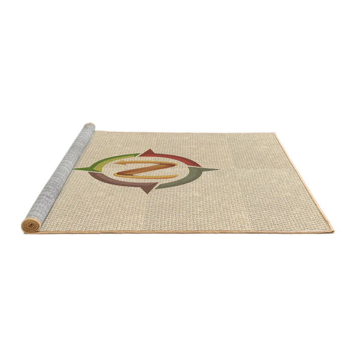 Sideview of Machine Washable Transitional Moccasin Beige Rug, wshpat2098brn