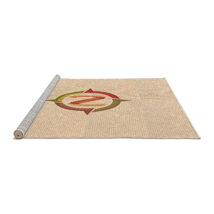 Sideview of Machine Washable Transitional Moccasin Beige Rug, wshpat2098org