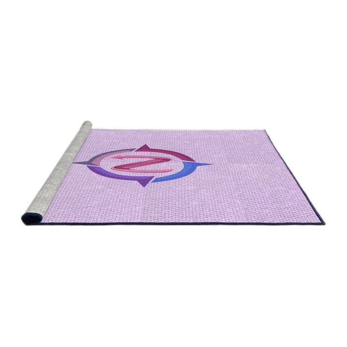 Sideview of Machine Washable Transitional Bright Lilac Purple Rug, wshpat2098pur