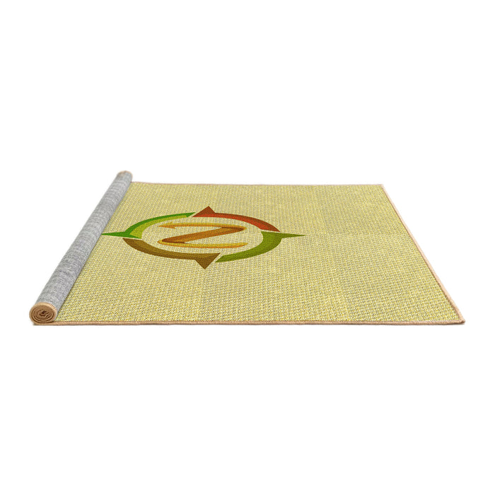 Sideview of Machine Washable Transitional Sun Yellow Rug, wshpat2098yw